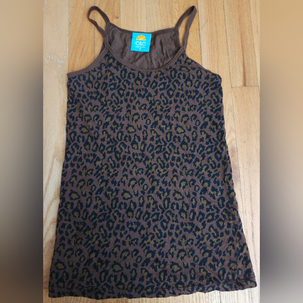 C&C California Spaghetti Strap Tank Top in Leopard Print